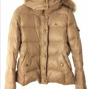 Burberry Blue Label Down Jacket 38 Nylon Brown